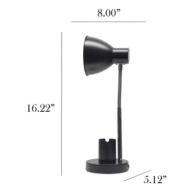 Simple Designs Sleek Essentials LED Desk Lamp, 16.22", Black (LD1076-BLK)