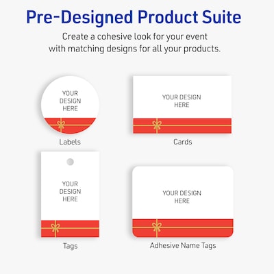 Avery Gold-Red Gift Matte Blank Card, White, 120/Pack (S00-FG6)