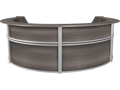 Regency Marque 142W Curved Reception Desk Workstation, Driftwood Gray (77294GY)