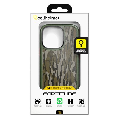 cellhelmet Fortitude Series MagSafe Phone Case for iPhone 16 Pro, Shock Absorbing, Mossy Oak Bottom Lands (CF-106-MO)