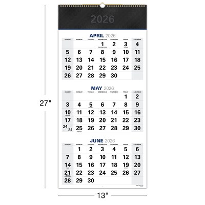 2026-2027 Excello Brands Large Print 13" x 27" Academic Monthly Wall Calendar, Black (WC-AY26-1327-BK)
