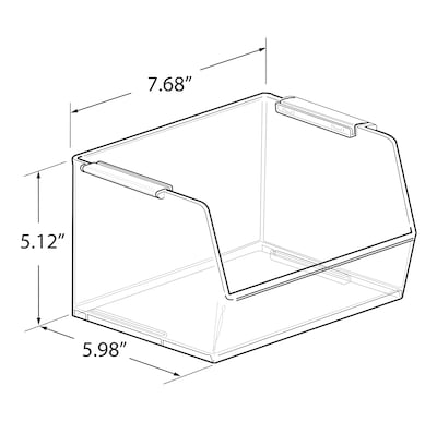 Small Stackable Plastic Storage Bin, Clear, 4/Pack (556710-4PK)