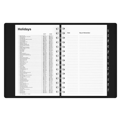 2027 Staples 5" x 8" Daily Planner, Faux Leather Cover, Black (ST63592-27)