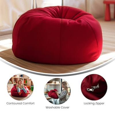Flash Furniture Cotton Twill Bean Bag Chair, Red (DGBEANSMSLDRD)