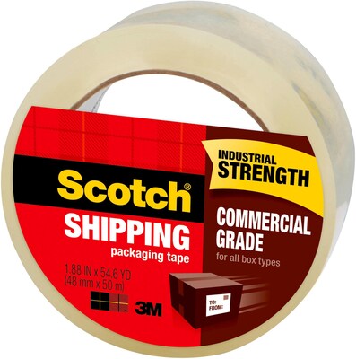 Scotch Commercial Grade Shipping Packing Tape, 1.88" x 54.6 yds., Clear (3750)