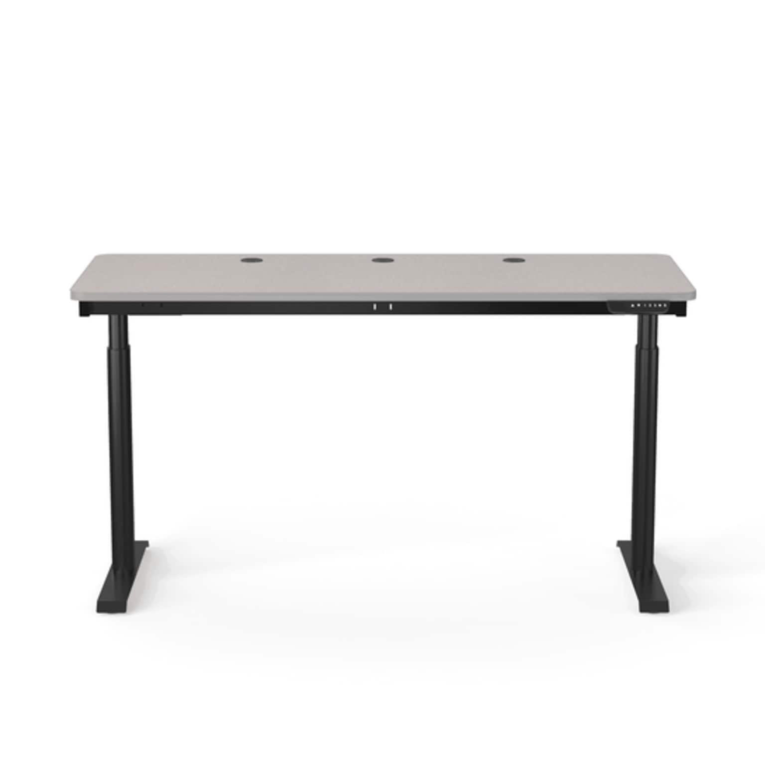 VersaDesk PowerLift 60W Electric Rectangular Adjustable Standing Desk, Gray/Black (PLSDR6024-BG-APP)