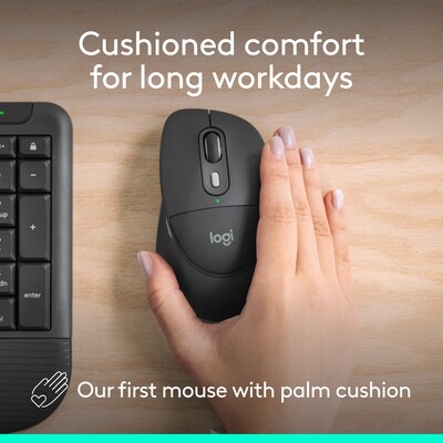 Logitech Signature Comfort Plus M850 L for Business Wireless Curved Ergonomic USB-C Optical Mouse, Graphite (910-007703)