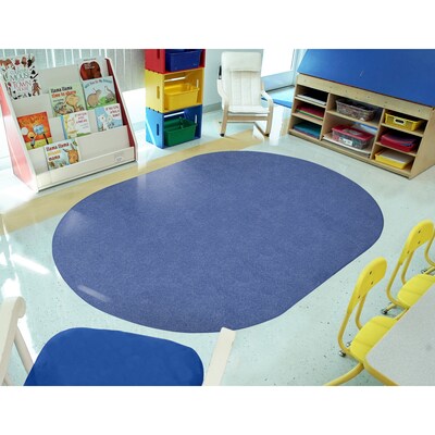 Joy Carpets Just Kidding Polyester 6' x 9' Oval Machine Tufted Rug, Blue (623QQ-01)