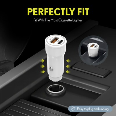 Overtime 38W Dual Port Car Charger & Two USB-C to Lightning Cables Bundle, White (OTC2PD6ICX2)