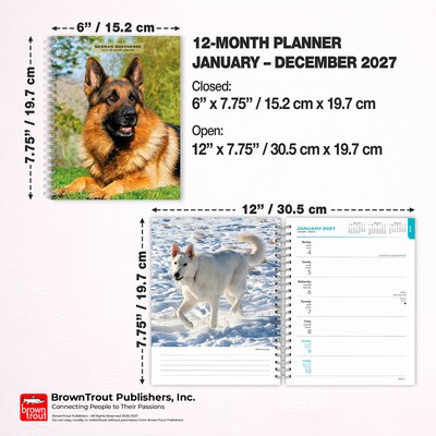 2027 BrownTrout German Shepherds 6.5" x 7.8" Calendar Year Weekly Standard Planner, Multicolor (9798330709496