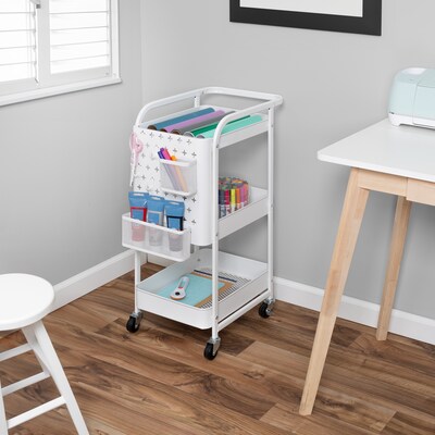 Honey-Can-Do 3-Shelf Mobile Cart with Lockable Wheels, White (CRT-10007)