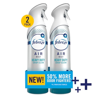 Febreze Air Mist Air Freshener Spray, Heavy Duty Crisp Clean Scent, 8.1 oz., 2/Pack (4290/78060)