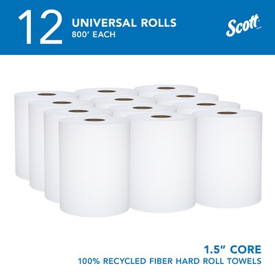 Scott Essential Recycled Hardwound Paper Towels, 1-ply, 800 ft./Roll, 12 Rolls/Carton (01052)