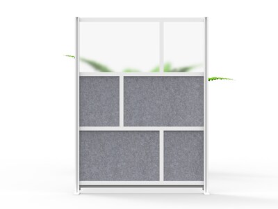 Luxor Modular Room Divider Starter Wall, 70H x 53W, Gray PET/Frosted Acrylic (MW-5370-FCG)