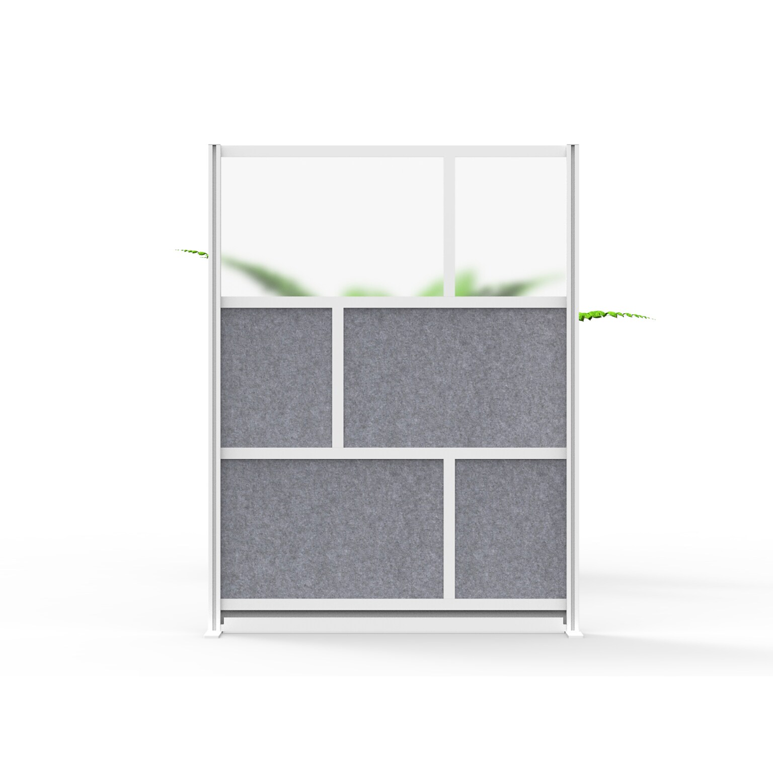 Luxor Modular Room Divider Starter Wall, 70H x 53W, Gray PET/Frosted Acrylic (MW-5370-FCG)