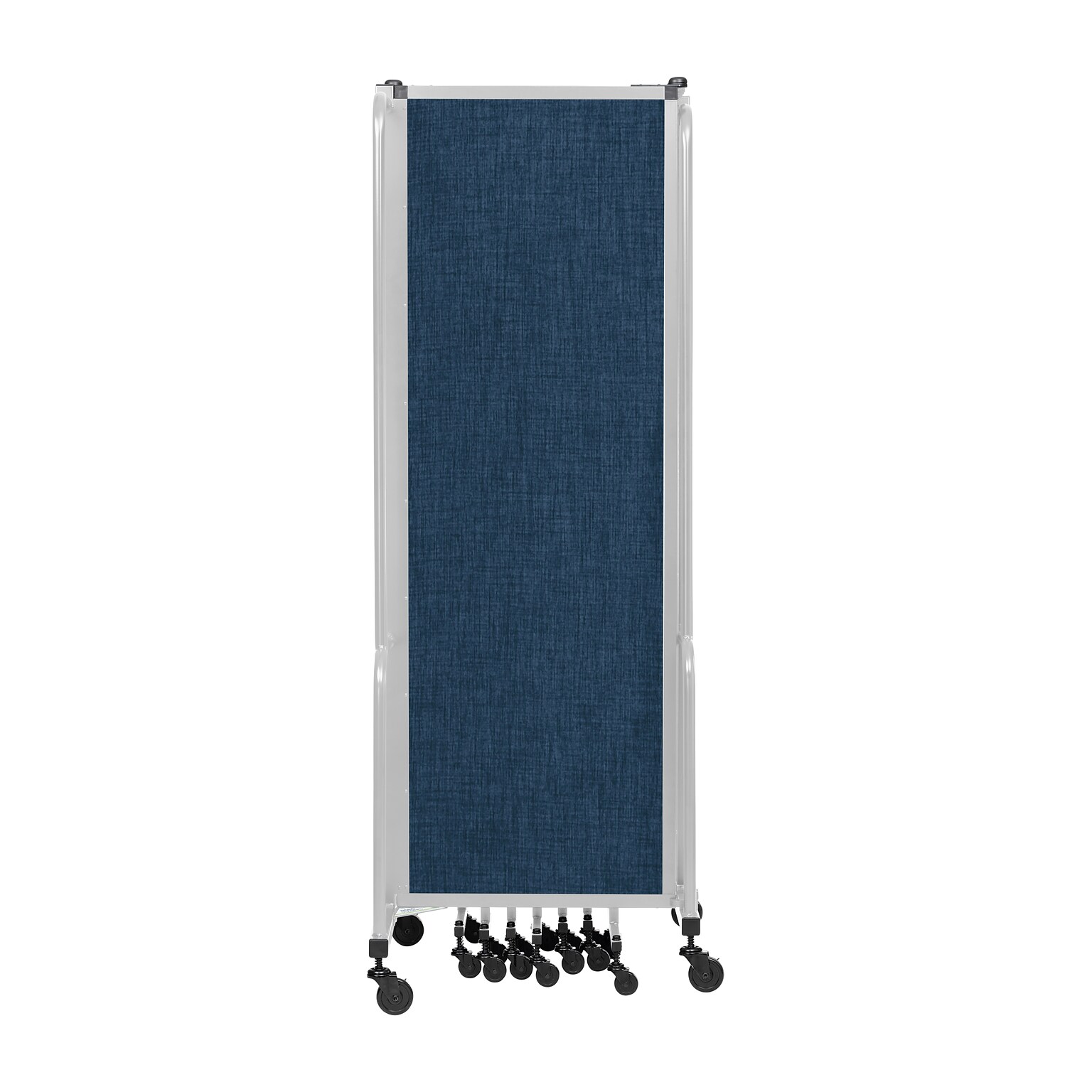 National Public Seating Robo Series 9-Panel Folding Mobile Room Divider, 72H x 210W, Blue Fabric (RDG6-9PT04)