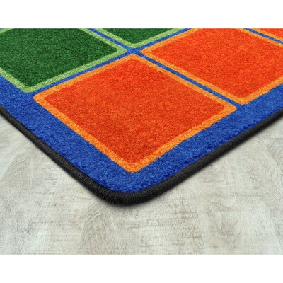 Joy Carpets Blocks Abound Nylon 54 x 78 Machine Tufted Rug, Primary (1709C-01)