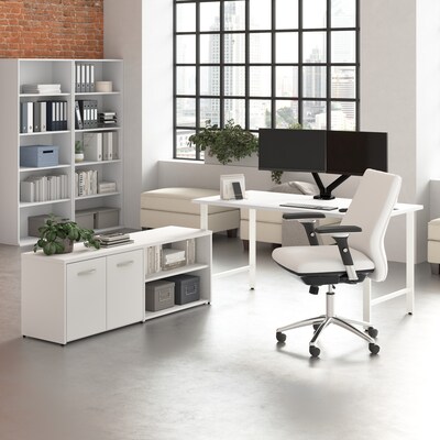 Bush Business Furniture Hustle 60W Computer Desk and Low Storage Cabinet with Doors and Shelves, Wh