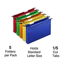 Staples® Hanging File Folder, 5-Tab, Letter Size, Assorted, 5/Pack (TR36330/36330)