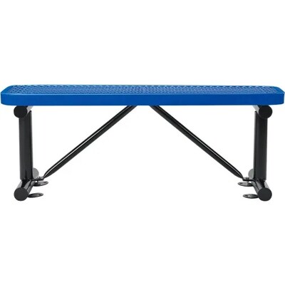 Global Industrial 4 Outdoor Steel Flat Bench, Expanded Metal, Blue (695741BL)