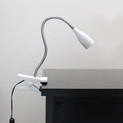 Simple Designs Flexible Gooseneck LED Clip Light Desk Lamp, 17.25", White (LD2005-WHT)