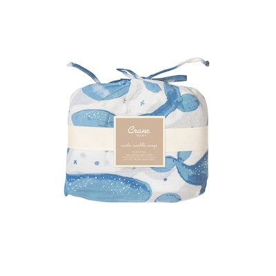 Baby Crane Caspian 2-Piece Swaddle, Blue & White (BC-130SWS)