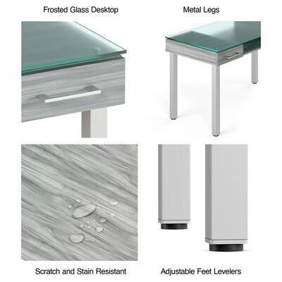 Union & Scale™ Prestige 47"W Glass Computer and Writing Desk, Gray (UN56948)