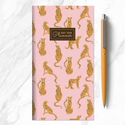 2027 TF Publishing Pink Kitty 3.5" x 6.5"  Monthly Standard Planner, Paperboard Cover, Multicolored (27-7018)