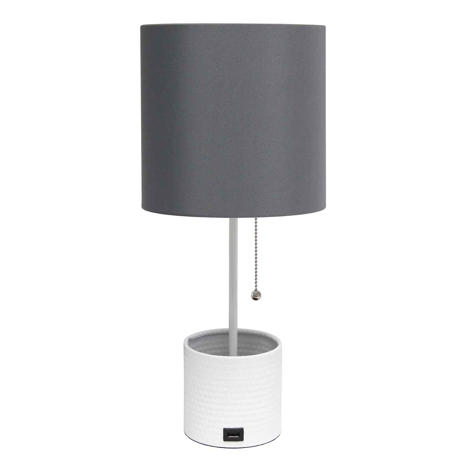 Creekwood Home 18.5 LED Table Lamp with USB Port, White/Gray (CWT-1007-GW)