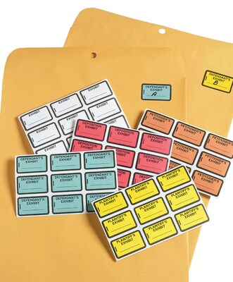 Tabbies Defendant's Exhibit Pre-Printed Labels, 1" x 1-5/8", Blue, 252 Labels/Pack (58093)