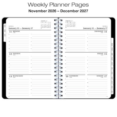 2027 Excello Brands 5.5" x 8" Weekly & Monthly Planner, Paperboard Cover, Black (ORY27-EXE58-BK)