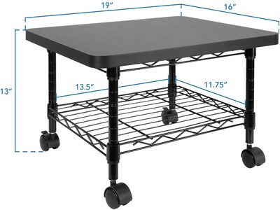 Mount-It! 2-Shelf Laminate/Steel Mobile Printer Stand with Dual Wheel Casters, Black (MI-7857)