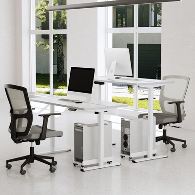 FlexiSpot ET155E 55"W Electric Rectangular Adjustable Standing Desk, White