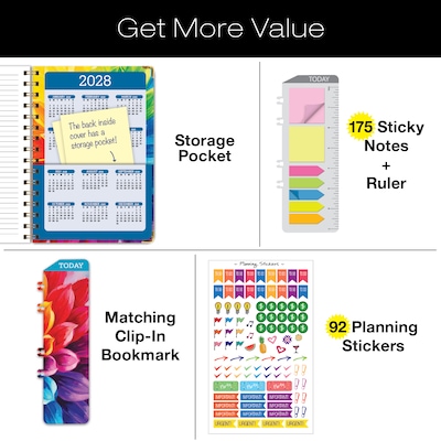 2027 Excello Brands 6" x 8" Weekly & Monthly Standard Planner, Paperboard Cover, Rainbow Petals (FSHN-CY27-58-41)