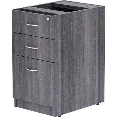 Lorell Essentials Series Box/Box/File Fixed File Cabinet, 16"W x 22"D x 28.3"H, Weathered Charcoal (LLR69558)