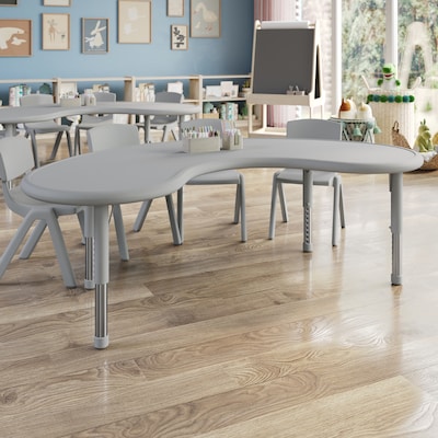 Flash Furniture Wren Half Moon Activity Table, 35 x 65, Height Adjustable, Soft Gray (YUYCX042MOONSGY)