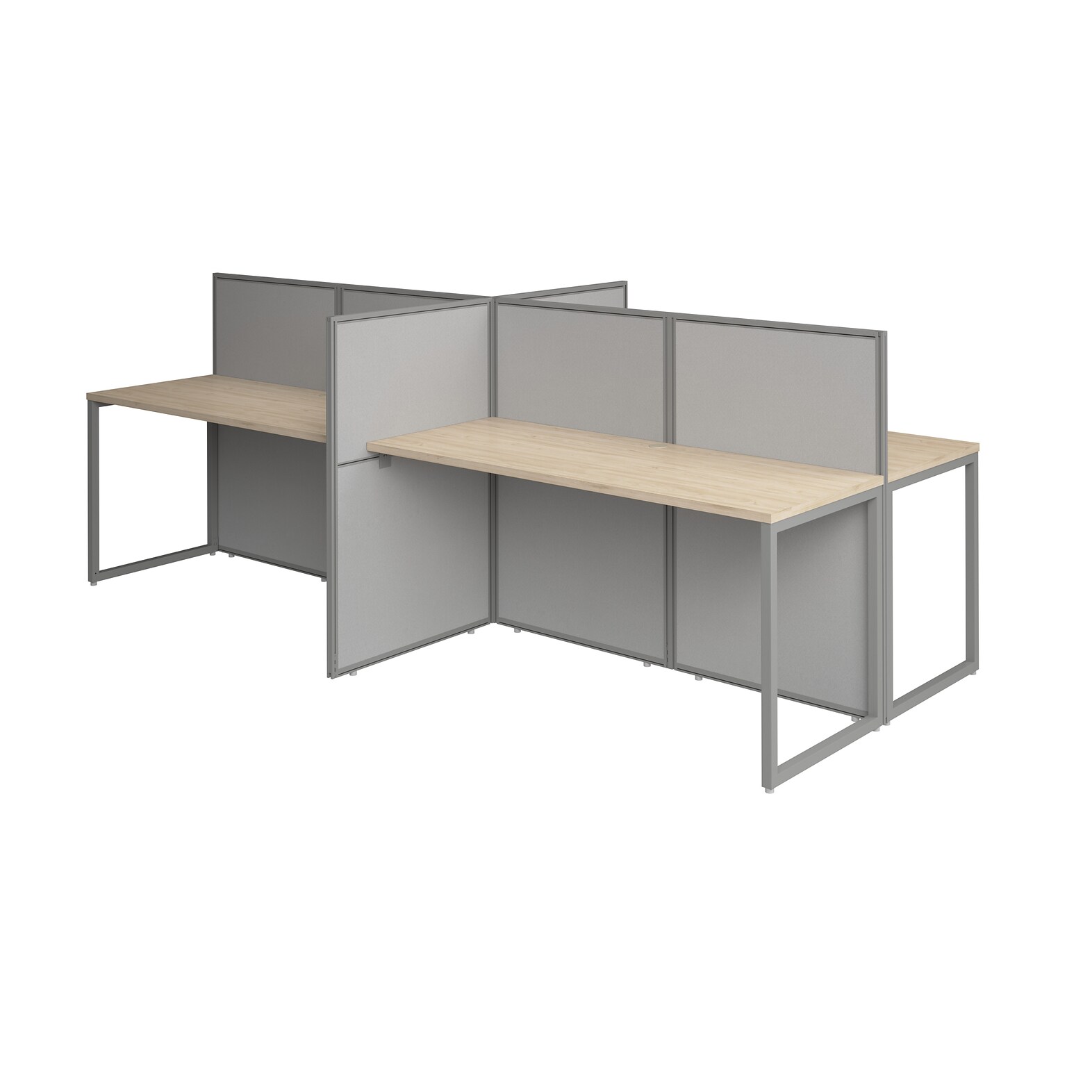 Bush Business Furniture Easy Office 45H x 119W 4 Person Back to Back Cubicle Panel Workstation, Natural Elm (EOD660NE-03K)