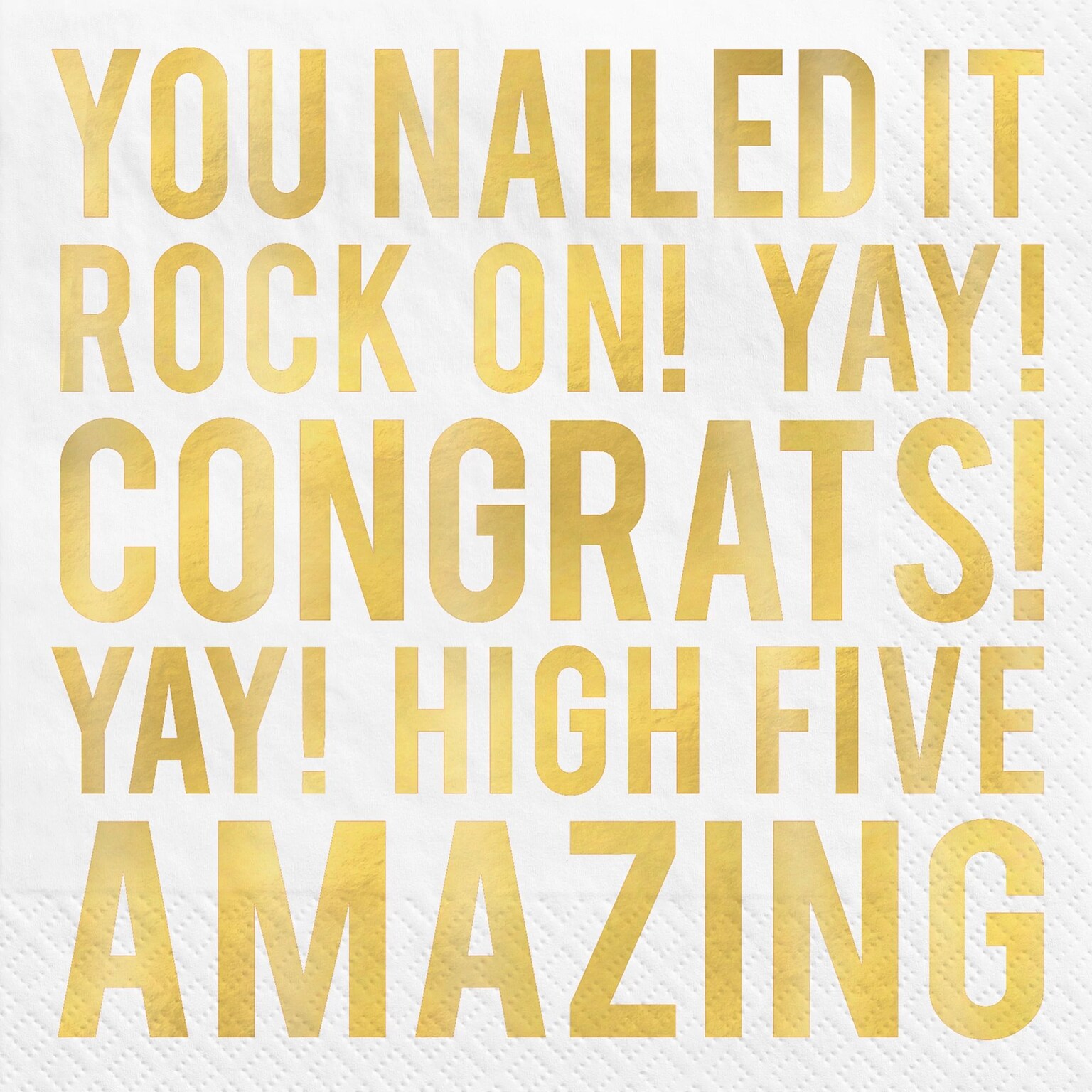 Party City Congratulations Lunch Napkin, 3-Ply, White & Gold, 16 Napkins/Pack (AM510060)
