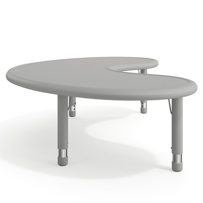 Flash Furniture Wren Half Moon Activity Table, 35" x 65", Height Adjustable, Soft Gray (YUYCX042MOONSGY)