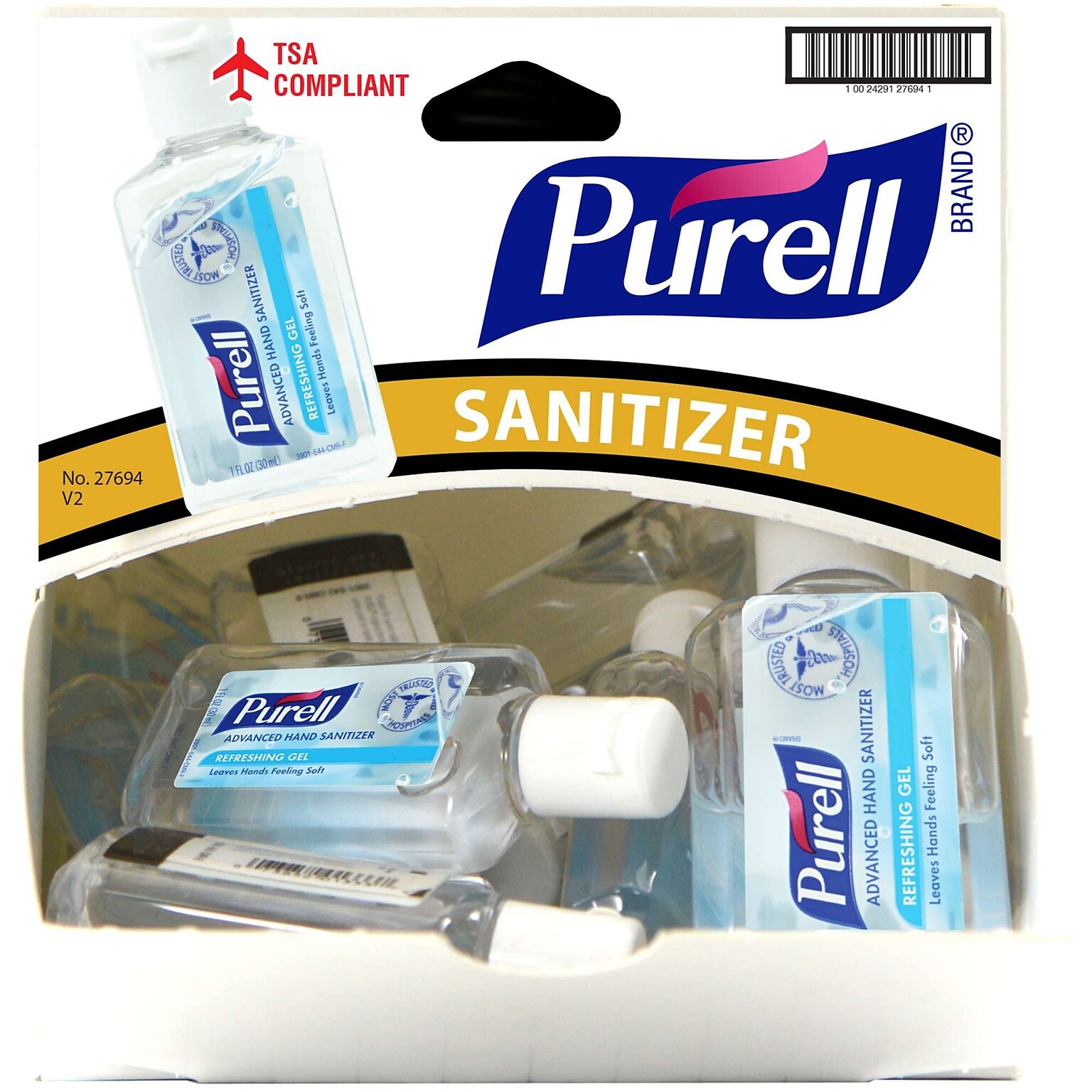 Purell Advanced Hand Sanitizer, 1 oz Travel Size, 36 Bottles/Dispensit Box, 12 Dispensit Boxes/Carton