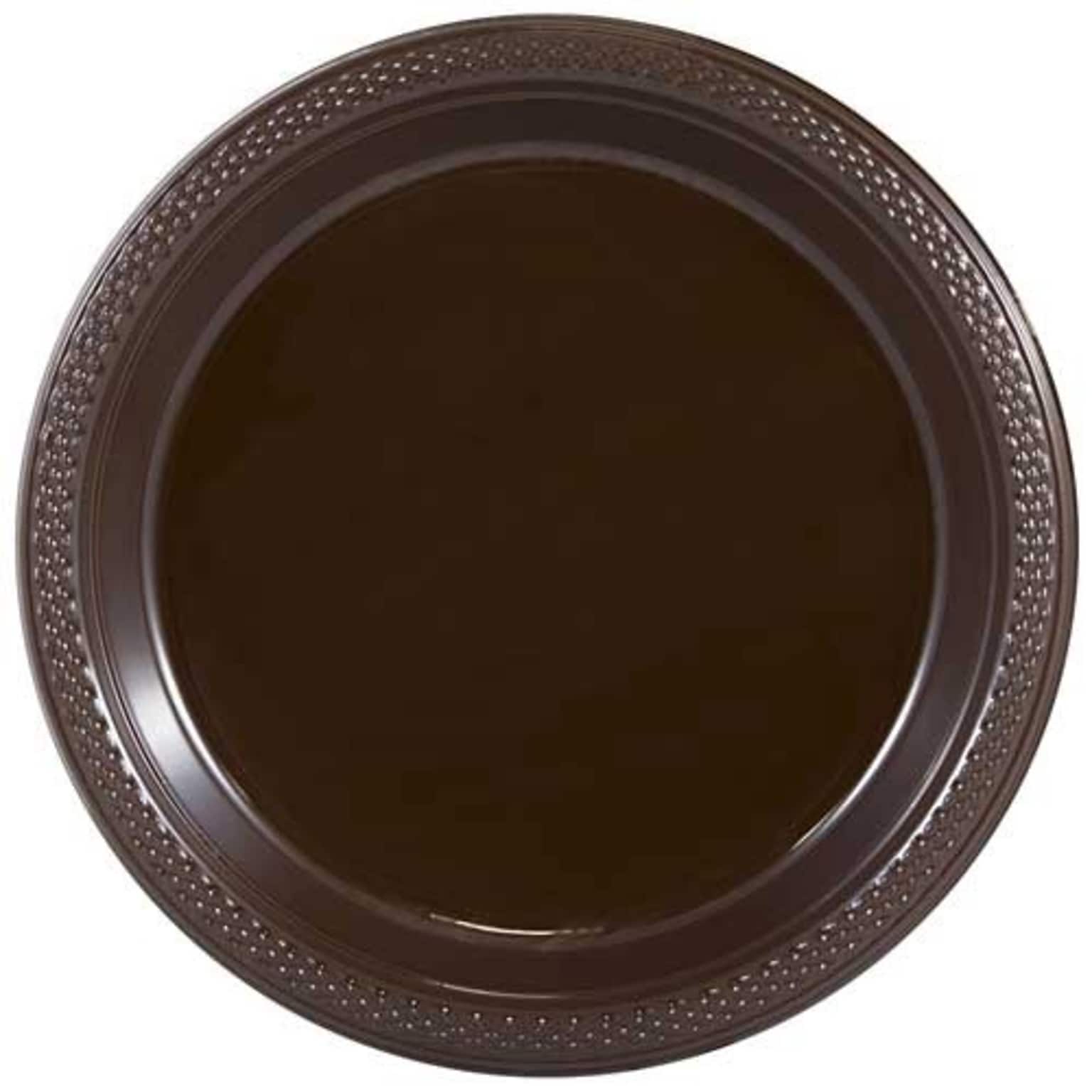 JAM Paper 7 Plastic Plates, Chocolate Brown, 100/Pack (7255320676G)