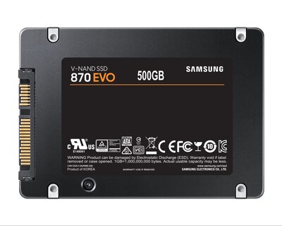 Samsung 870 EVO 500GB 2.5 SATA III Internal Solid State Drive, V-NAND (MZ-77E500BW)