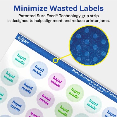Avery Laser/Inkjet Round Multipurpose Labels, 0.75" Dia., Clear, 800 Labels/Pack (94504)