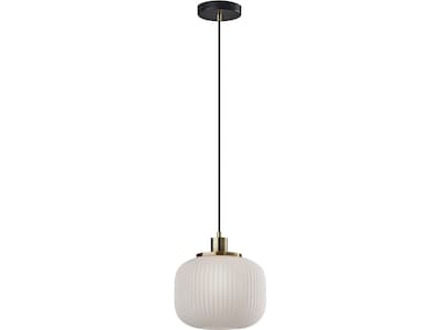 Adesso Hazel 1-Light Incandescent Pendant, Antique Brass/White (4276-21)