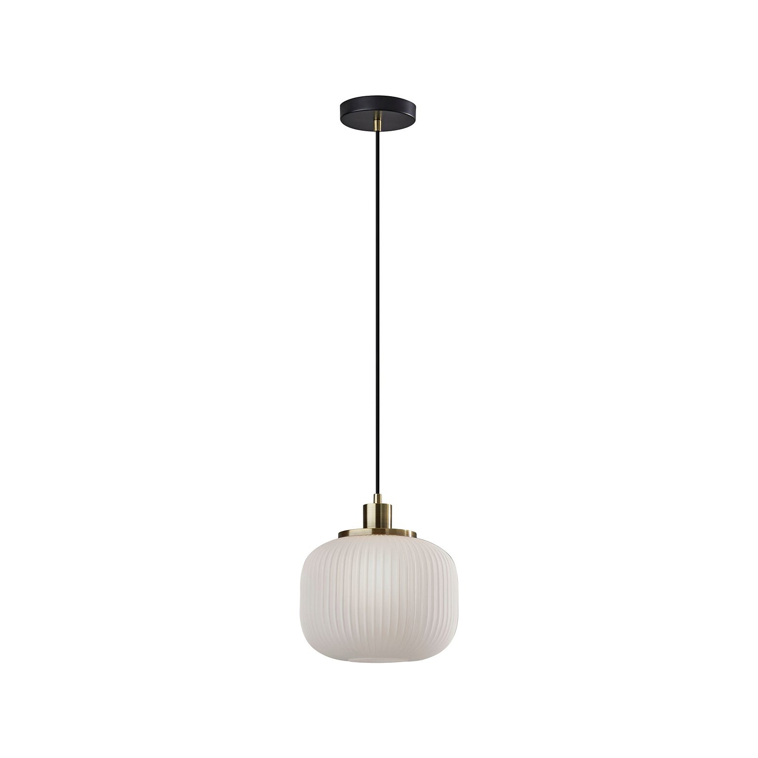 Adesso Hazel 1-Light Incandescent Pendant, Antique Brass/White (4276-21)