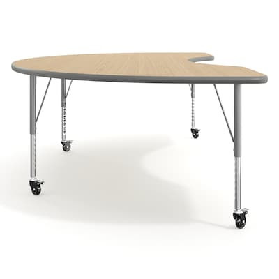 Flash Furniture Wren Kidney Activity Table, 96" x 48", Height Adjustable, Light Natural Top/Silver Frame (XUA4896KDLNTPC)