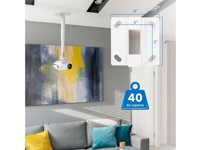 Mount-It! Universal Full-Motion Projector Wall/Ceiling Mount, White (MI-604W)