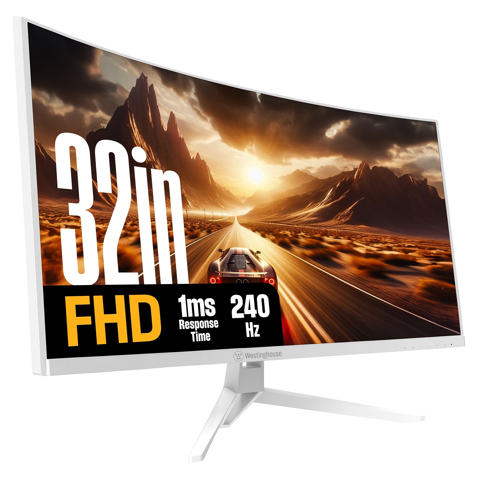 Westinghouse 32 Curved FHD 240Hz LED AMD FreeSync Gaming Monitor, Built-In Speaker, White (WC32RX6250W)