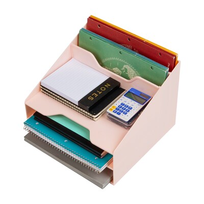 Mind Reader 5-Compartment Plastic Desk Tray, Pink (ANCHBOX5-PNK)