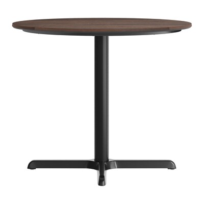 Flash Furniture Acadia 36" Round Wooden Dining Table with X-Base, Dark Brown/Black Base (STRD36WBRT3030)